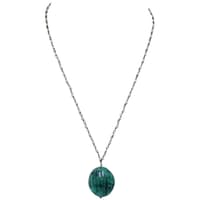 Emerald Gemstone With Pearl Chain Black Rhodium Plating Bp1055 photo 1