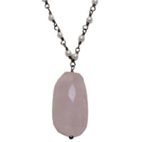 Morganite Gemstone With Pearl Chain Black Rhodium Plating Bp1056 photo 2
