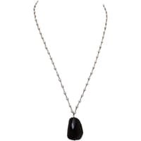 Smoky Gemstone With Pearl Chain Black Rhodium Plating Bp1057 photo 1