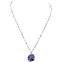 Lapis Lazuli Gemstone With Pearl Chain Black Rhodium Plating Bp1058 photo 1
