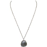 Labradorite Gemstone With Pearl Chain Black Rhodium Plating Bp1059 photo 1