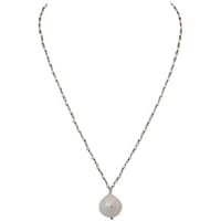 Solar Quartz Gemstone With Pearl Chain Black Rhodium Plating Bp1060 photo 1