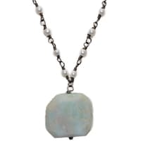 Chrysoprase Gemstone With Pearl Chain Black Rhodium Plating Bp1062 photo 2