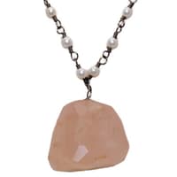 Morganite Gemstone With Pearl Chain Black Rhodium Plating Bp1063 photo 2