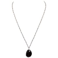 Smoky Gemstone With Pearl Chain Black Rhodium Plating Bp1065 photo 1