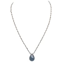 Blue Chalcedony Gemstone With Pearl Chain Black Rhodium Plating Bp1066 photo 1