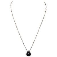 Black Spinel Gemstone With Pearl Chain Black Rhodium Plating Bp1067 photo 1