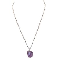 Amethyst Gemstone With Pearl Chain Black Rhodium Plating Bp1068 photo 1
