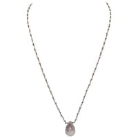Pink Amethyst Gemstone With Pearl Chain Black Rhodium Plating Bp1069 photo 1