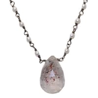 Pink Amethyst Gemstone With Pearl Chain Black Rhodium Plating Bp1069 photo 2