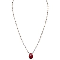 Ruby Gemstone With Pearl Chain Black Rhodium Plating Bp1071 photo 1