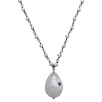 Solar Quartz Gemstone With Pearl Chain Black Rhodium Plating Bp1073 photo 2