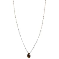 Smoky Gemstone With Pearl Chain Black Rhodium Plating Bp1074 photo 1