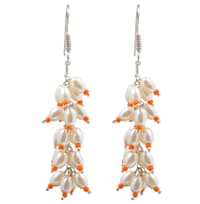 Pearl & Carnelian Zircon Beads Earrings CE-1002 photo 1