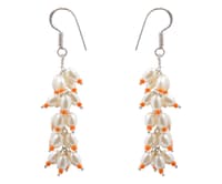Pearl & Carnelian Zircon Beads Earrings CE-1002 photo 2