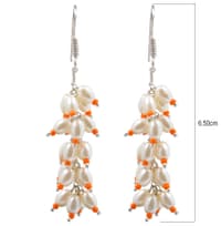Pearl & Carnelian Zircon Beads Earrings CE-1002 photo 3