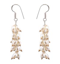 Pearl & Golden Pyrite Zircon Beads Earrings CE-1003 photo 2