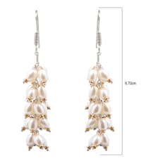 Pearl & Golden Pyrite Zircon Beads Earrings CE-1003 photo 3