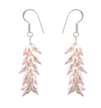Pearl & Pink Opal Zircon Beads Earrings CE-1004 photo 2