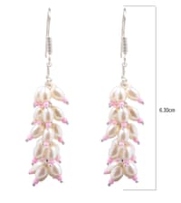 Pearl & Pink Opal Zircon Beads Earrings CE-1004 photo 3