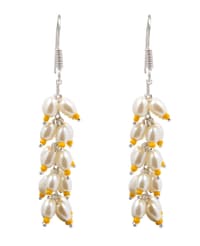 Pearl & Yellow Chalcedony Zircon Beads Earrings CE-1006 photo 1