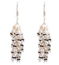 Pearl & Black Spinel Zircon Beads Earrings CE-1008 photo 1