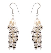 Pearl & Black Spinel Zircon Beads Earrings CE-1008 photo 2
