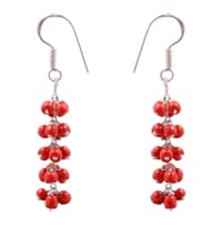 Red Jasper Zircon Beads Earrings CE-1012 photo 2