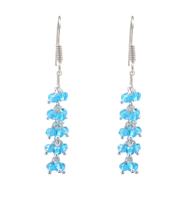 Swiss Blue Topaz Zircon Beads Earrings CE-1013