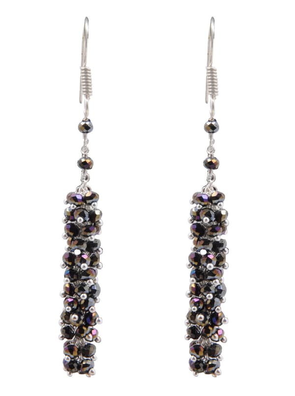 Black Rainbow Iris Metallic Zircon Beads Earrings CE-1014