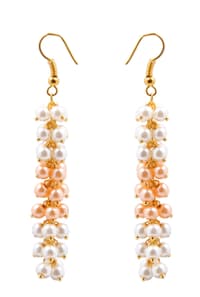 Pink & White Color Pearl Zircon Beads Earrings CE-1015 photo 2