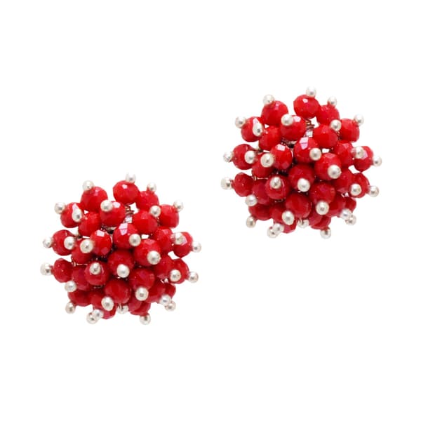 Ruby Zircon Beads Earrings CE-1018