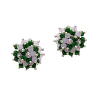 Rose Quartz & Emerald Zircon Beads Earrings CE-1023 photo 1
