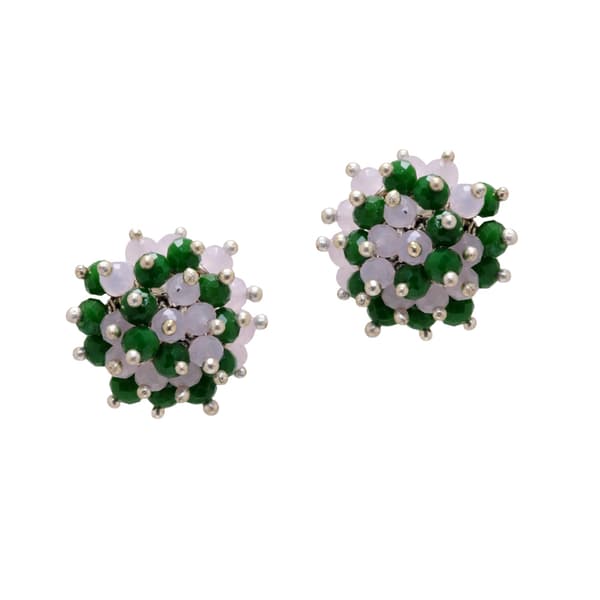 Rose Quartz & Emerald Zircon Beads Earrings CE-1023