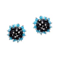 Black Spinel & Turquoise Zircon Beads Earrings CE-1025 photo 1