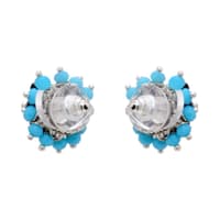 Black Spinel & Turquoise Zircon Beads Earrings CE-1025 photo 2