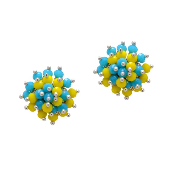 Turquoise & Yellow Jasper Zircon Beads Earrings CE-1026