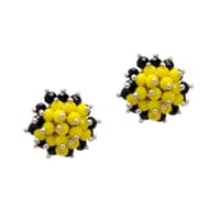 Yellow & Black Jasper Zircon Beads Earrings CE-1027 photo 1