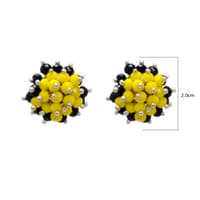 Yellow & Black Jasper Zircon Beads Earrings CE-1027 photo 4