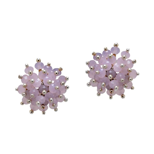 Rose Quartz Zircon Beads Earrings (Studs) CE-1032