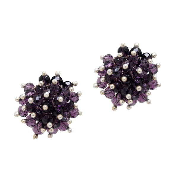 Amethyst Zircon Beads Earrings (Tops) CE-1038