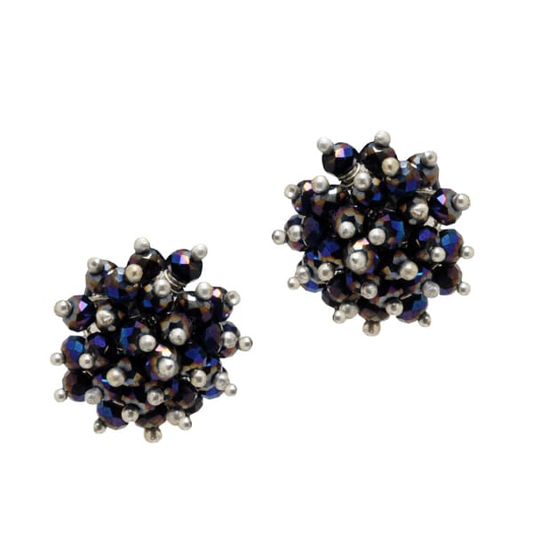Black Rainbow Iris Metallic Zircon Beads Earrings CE-1042