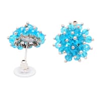 Swiss Blue Topaz Zircon Beads Earrings CE-1043 photo 2