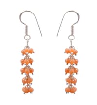 Peach Aventurine Color Zircon Beads Earrings CE-1047 photo 2