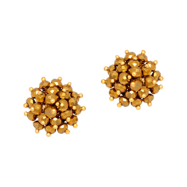 Golden Pyrite Zircon Beads Earrings (Tops) CE-1050