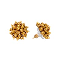 Golden Pyrite Zircon Beads Earrings (Tops) CE-1050 photo 3