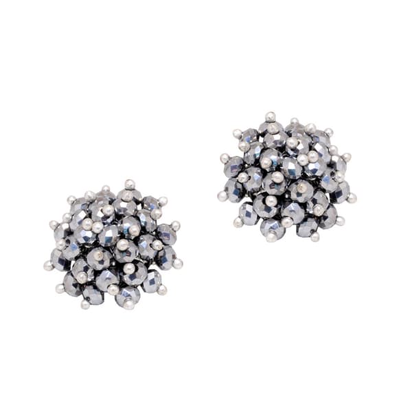 Silver Pyrite Zircon Beads Earrings (Tops) CE-1051