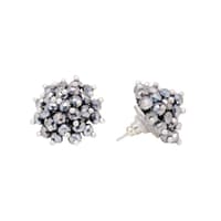 Silver Pyrite Zircon Beads Earrings (Tops) CE-1051 photo 3