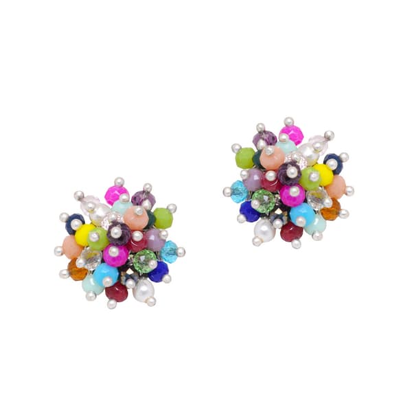 Multi Color Stone Zircon Beads Earrings (Multicolor) CE-1052