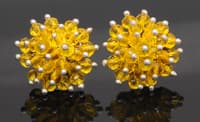 Yellow Sapphire Zircon Beads Earrings CE-1053 photo 2